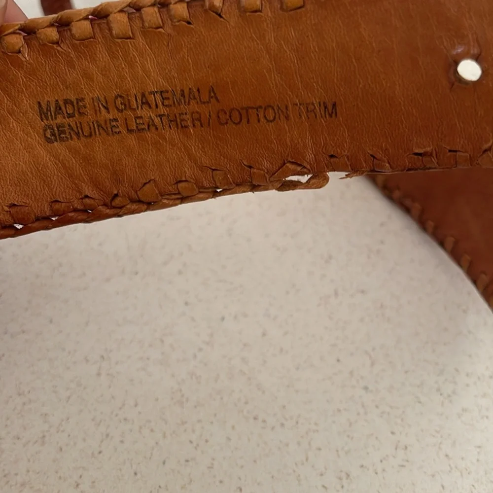 Vintage Guatemalan Woven Leather Belt Youth Small
